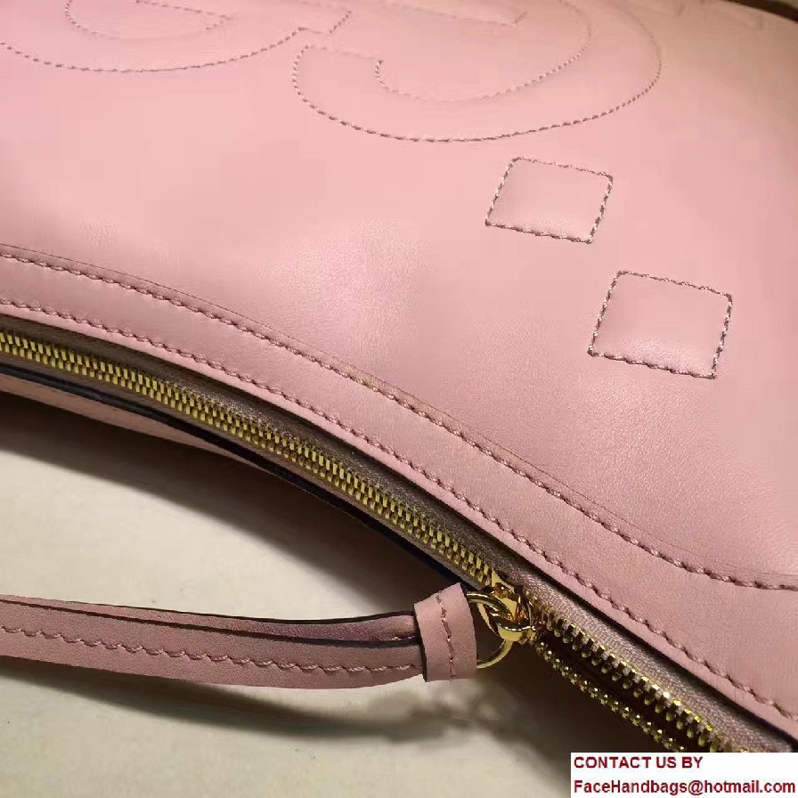 Gucci Embossed GG Leather Hobo Medium Bag 453562 Light Pink 2017