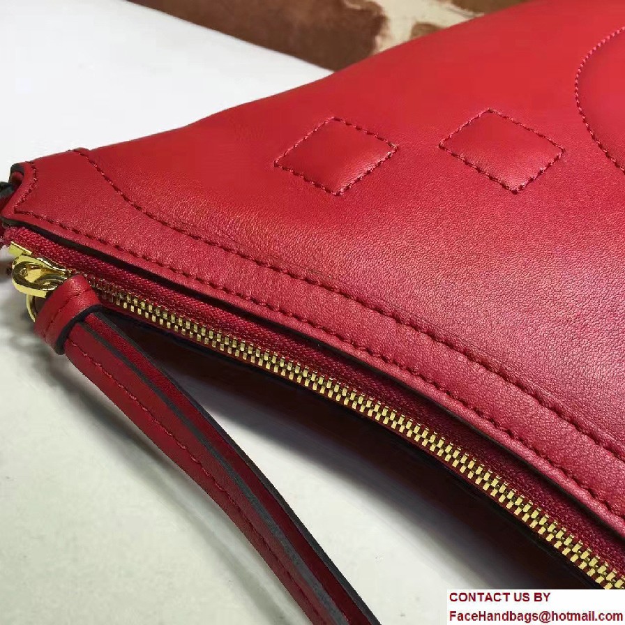 Gucci Embossed GG Leather Hobo Medium Bag 453562 Red 2017