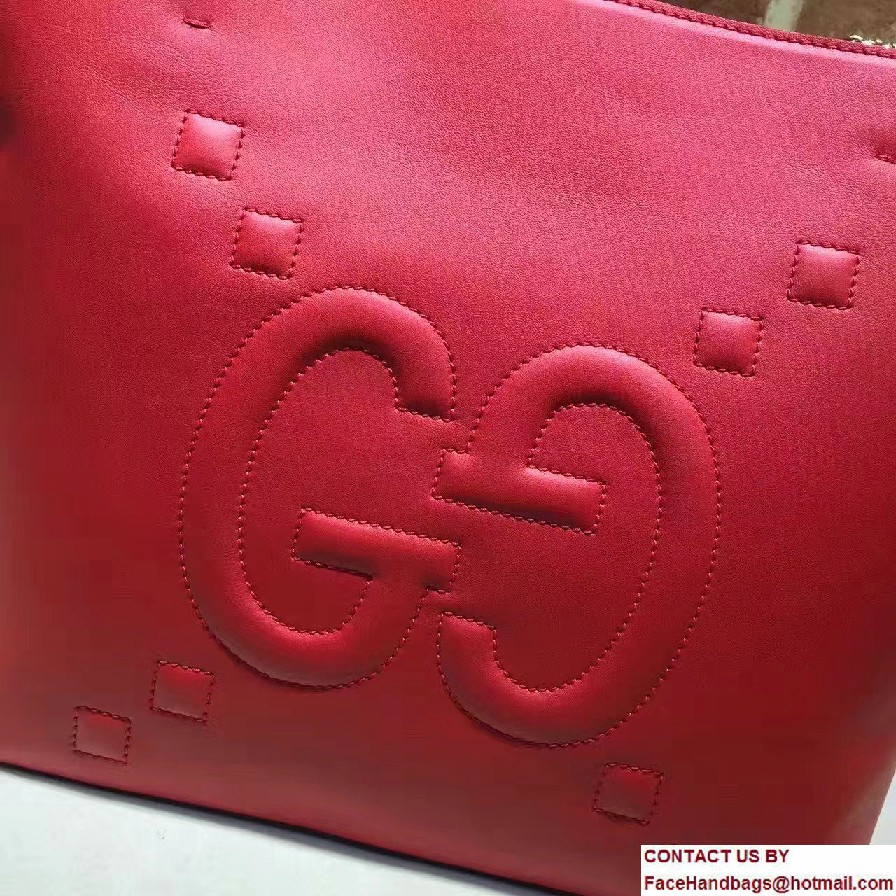 Gucci Embossed GG Leather Tote Medium Bag 453561 Red 2017