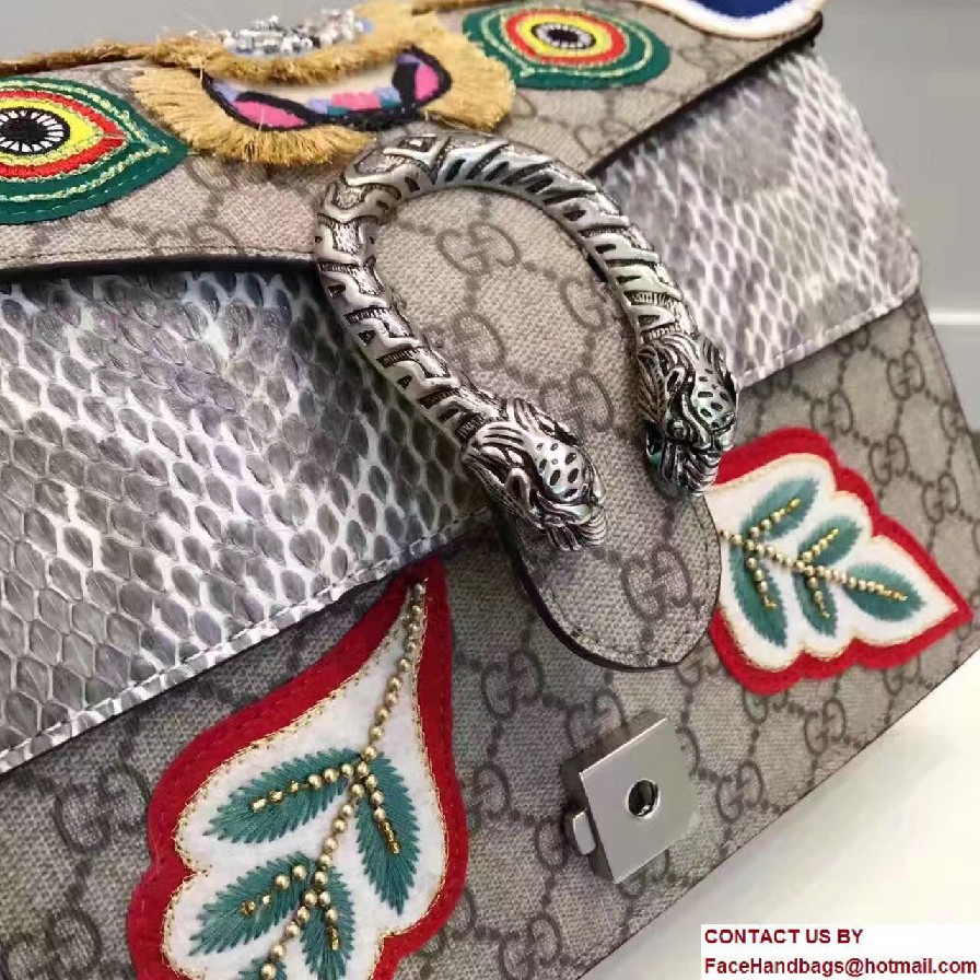 Gucci Face Embroidered Dionysus GG Supreme Small Bag 400249 2016