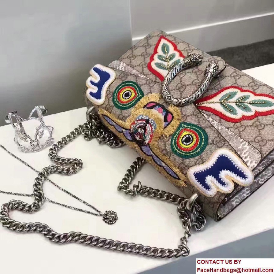 Gucci Face Embroidered Dionysus GG Supreme Small Bag 400249 2016