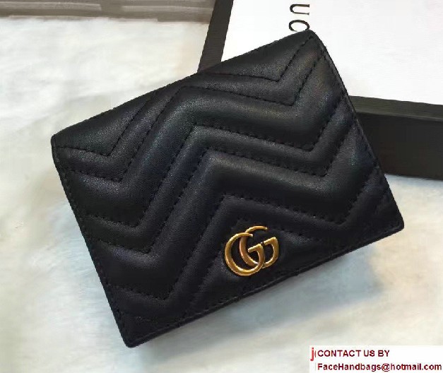 Gucci GG Marmont Matelasse Chevron Card Case 443125 Black 2016