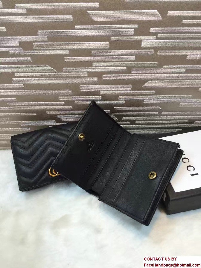 Gucci GG Marmont Matelasse Chevron Card Case 443125 Black 2016