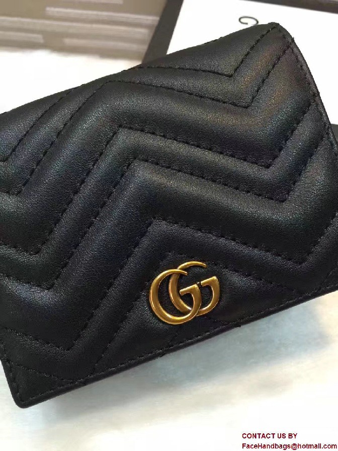 Gucci GG Marmont Matelasse Chevron Card Case 443125 Black 2016