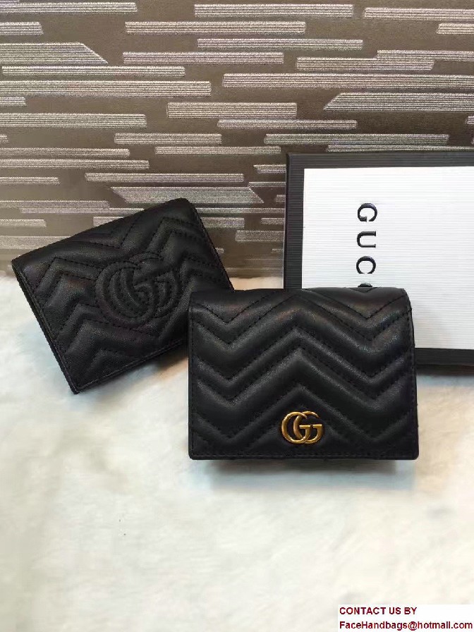 Gucci GG Marmont Matelasse Chevron Card Case 443125 Black 2016