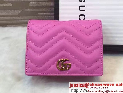 Gucci GG Marmont Matelasse Chevron Card Case 443125 Dark Pink 2016