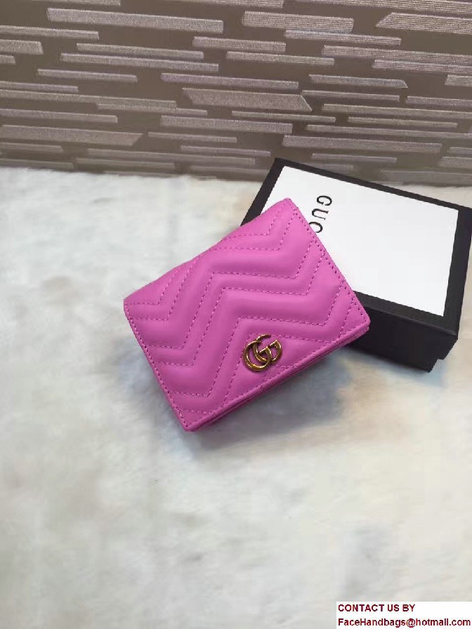 Gucci GG Marmont Matelasse Chevron Card Case 443125 Dark Pink 2016