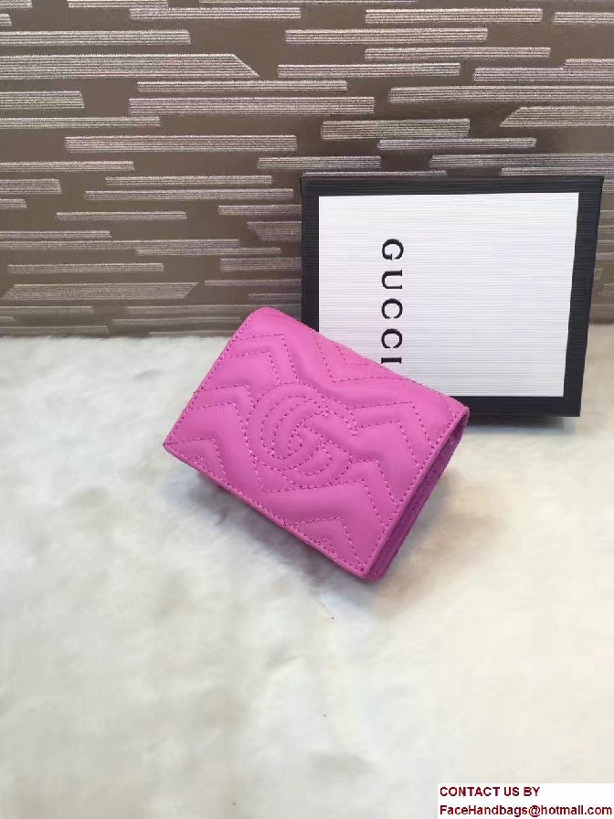 Gucci GG Marmont Matelasse Chevron Card Case 443125 Dark Pink 2016