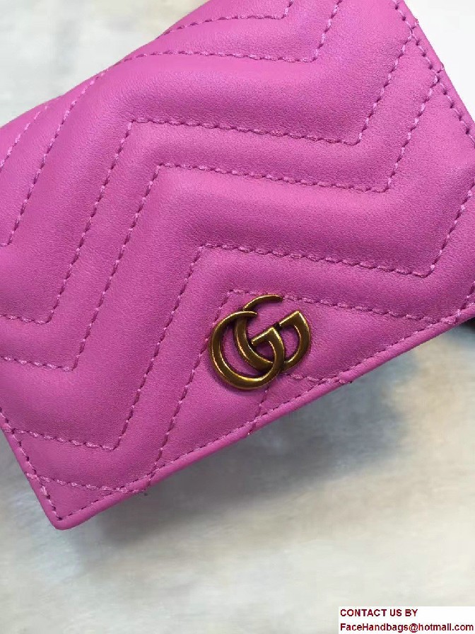 Gucci GG Marmont Matelasse Chevron Card Case 443125 Dark Pink 2016