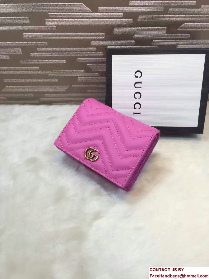 Gucci GG Marmont Matelasse Chevron Card Case 443125 Dark Pink 2016