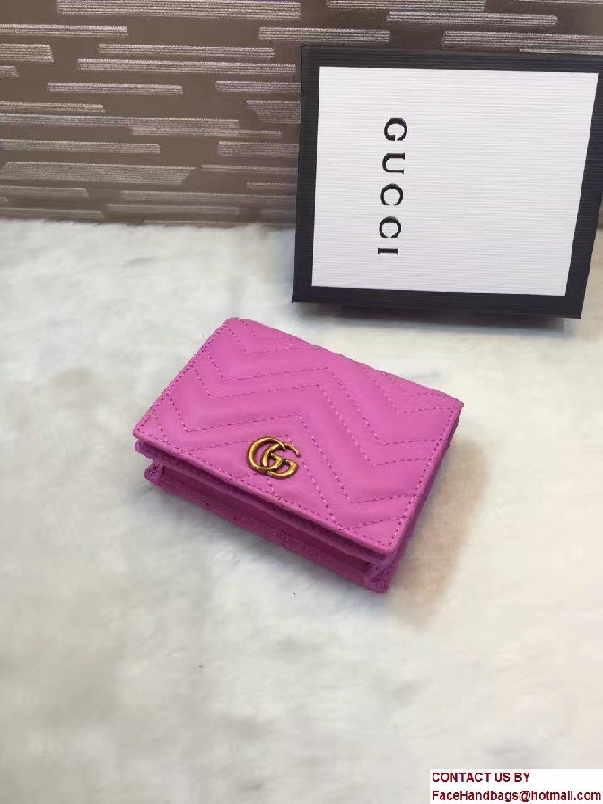 Gucci GG Marmont Matelasse Chevron Card Case 443125 Dark Pink 2016