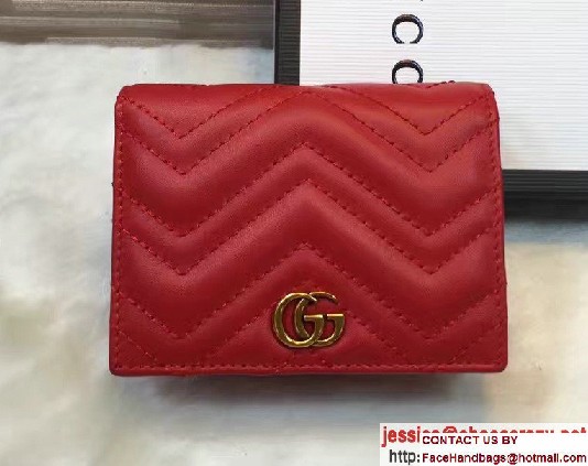 Gucci GG Marmont Matelasse Chevron Card Case 443125 Red 2016