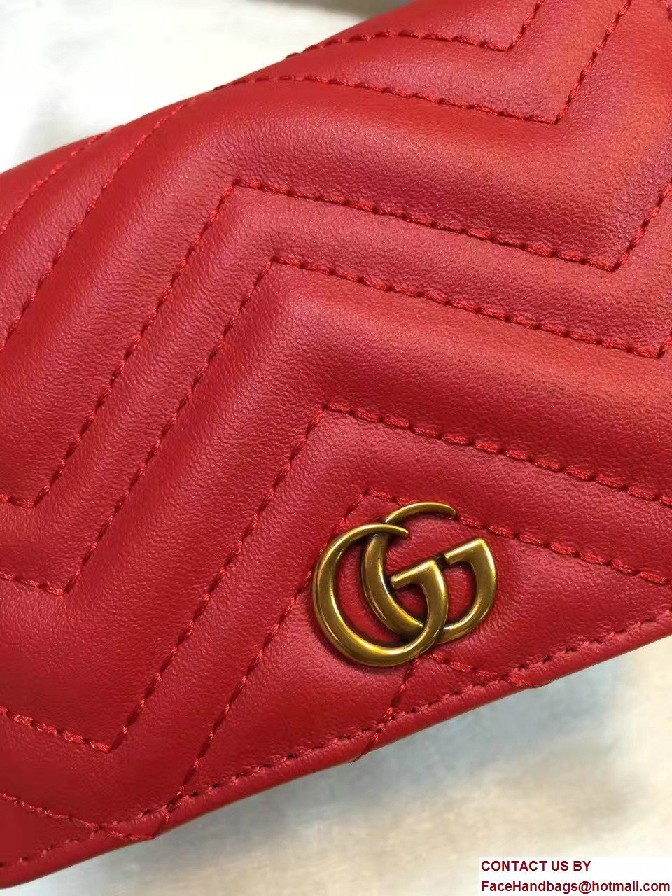 Gucci GG Marmont Matelasse Chevron Card Case 443125 Red 2016