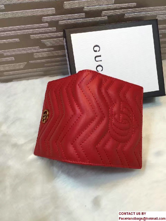 Gucci GG Marmont Matelasse Chevron Card Case 443125 Red 2016