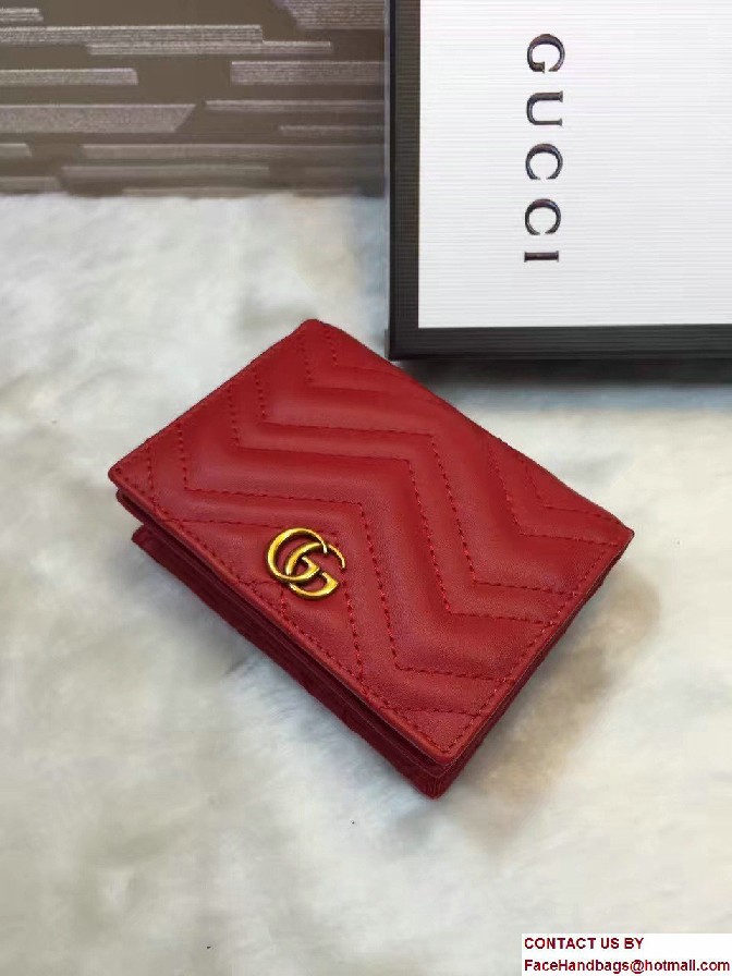 Gucci GG Marmont Matelasse Chevron Card Case 443125 Red 2016