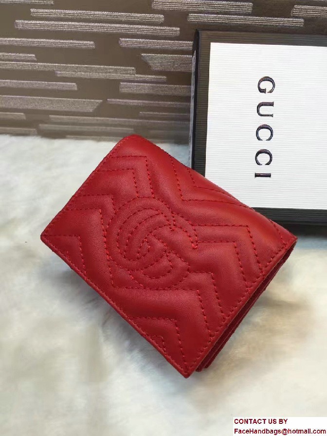 Gucci GG Marmont Matelasse Chevron Card Case 443125 Red 2016