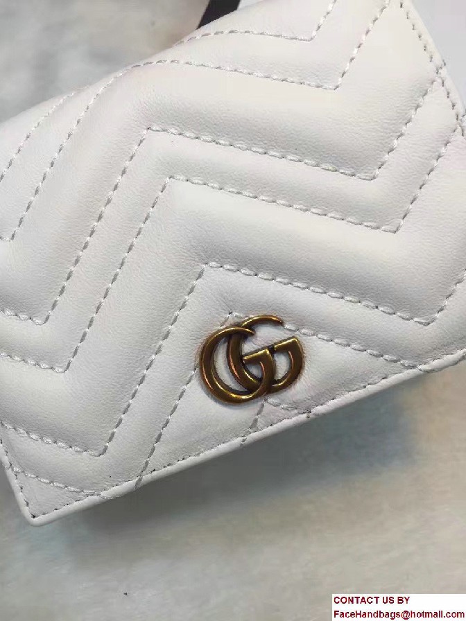 Gucci GG Marmont Matelasse Chevron Card Case 443125 White 2016