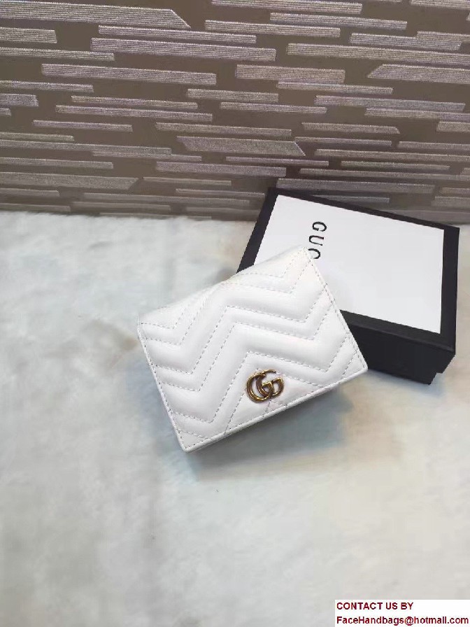 Gucci GG Marmont Matelasse Chevron Card Case 443125 White 2016