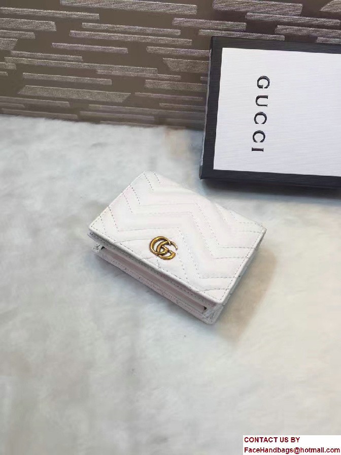 Gucci GG Marmont Matelasse Chevron Card Case 443125 White 2016