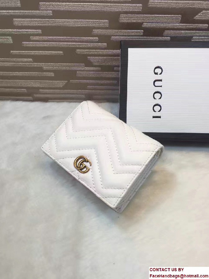 Gucci GG Marmont Matelasse Chevron Card Case 443125 White 2016