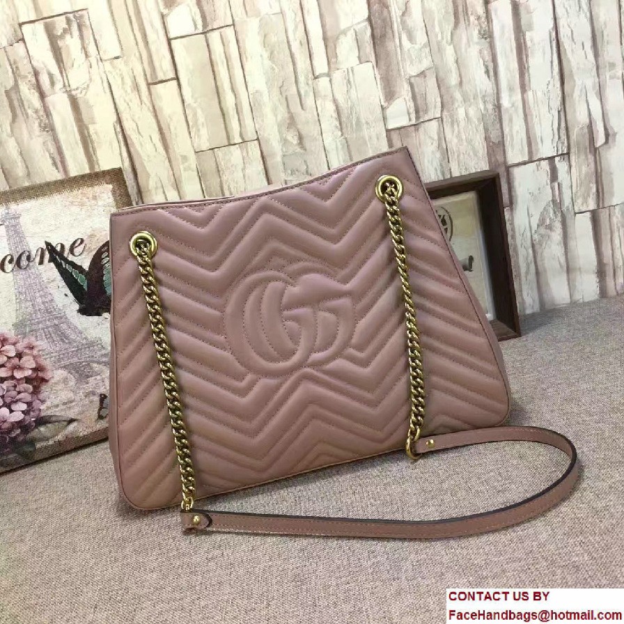 Gucci GG Marmont Matelasse Chevron Chain Shoulder Medium Bag 453569 Nude 2016