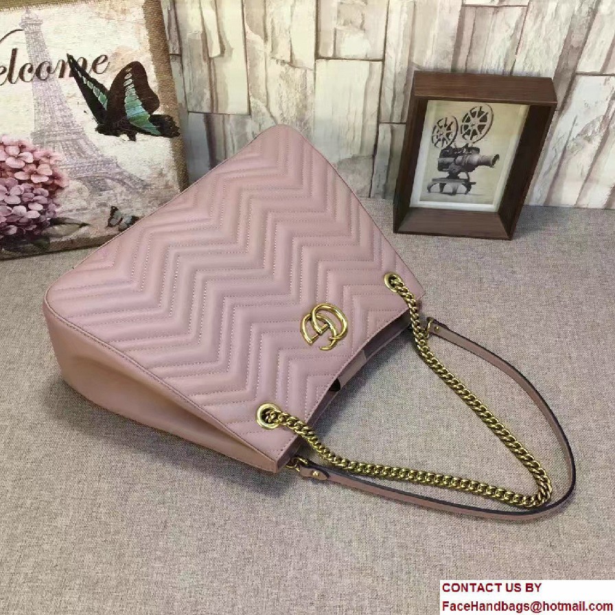 Gucci GG Marmont Matelasse Chevron Chain Shoulder Medium Bag 453569 Nude 2016