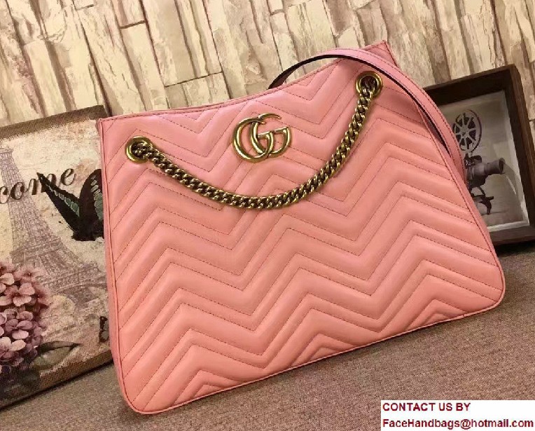 Gucci GG Marmont Matelasse Chevron Chain Shoulder Medium Bag 453569 Pink 2016