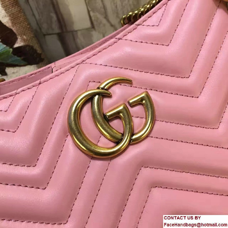 Gucci GG Marmont Matelasse Chevron Chain Shoulder Medium Bag 453569 Pink 2016