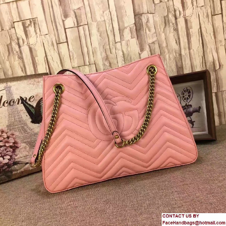 Gucci GG Marmont Matelasse Chevron Chain Shoulder Medium Bag 453569 Pink 2016