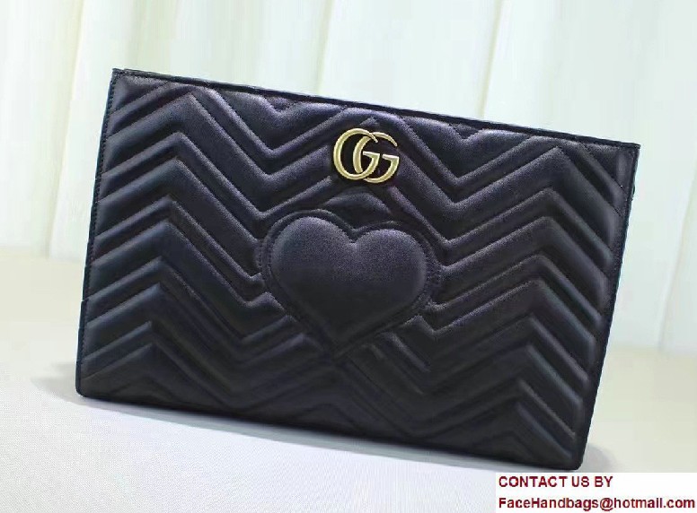 Gucci GG Marmont Matelasse Chevron Clutch Bag 448450 Black 2016