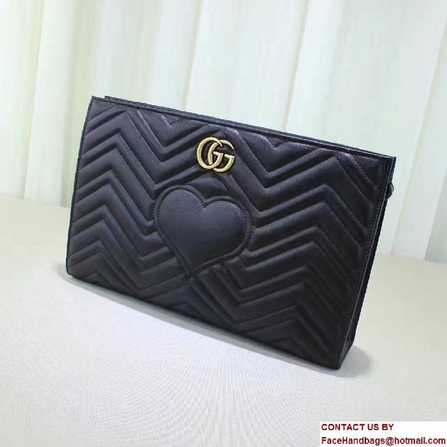 Gucci GG Marmont Matelasse Chevron Clutch Bag 448450 Black 2016