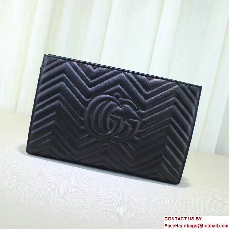 Gucci GG Marmont Matelasse Chevron Clutch Bag 448450 Black 2016