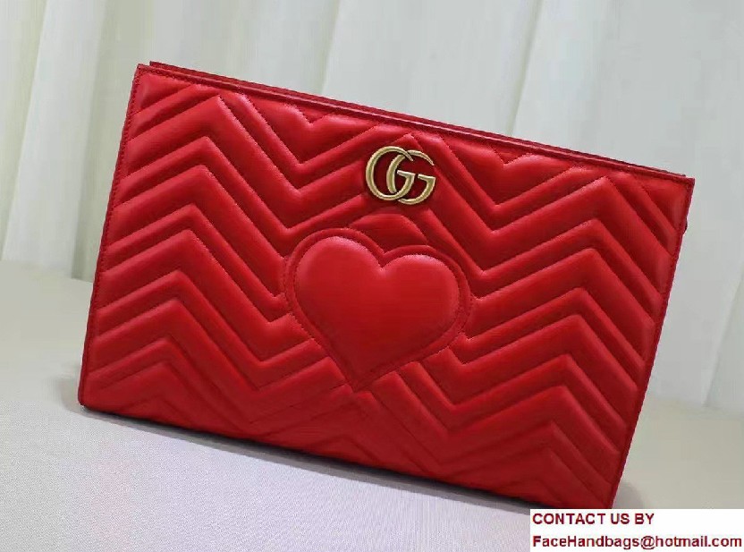 Gucci GG Marmont Matelasse Chevron Clutch Bag 448450 Red 2016 - Click Image to Close