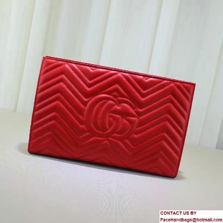 Gucci GG Marmont Matelasse Chevron Clutch Bag 448450 Red 2016