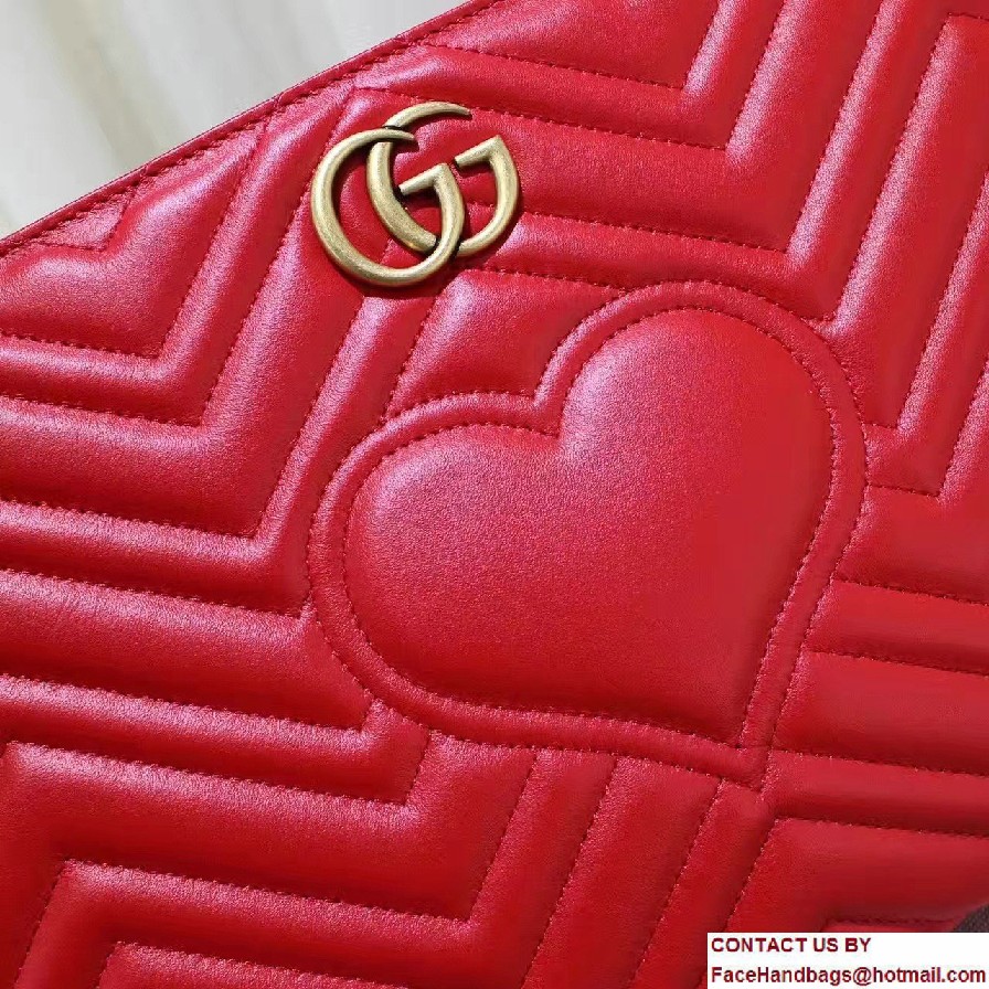 Gucci GG Marmont Matelasse Chevron Clutch Bag 448450 Red 2016