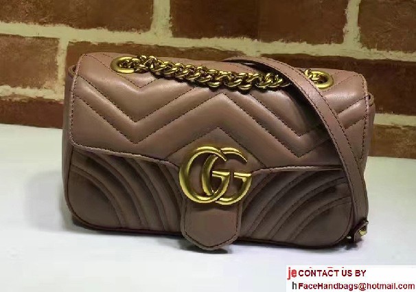 Gucci GG Marmont Matelasse Chevron Mini Chain Shoulder Bag 446744 Nude 2016 - Click Image to Close