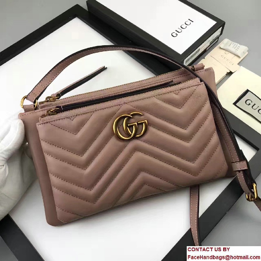 Gucci GG Marmont Matelasse Chevron Shoulder Bag With Pouch 453878 Nude 2017