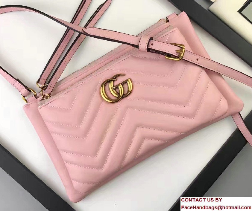 Gucci GG Marmont Matelasse Chevron Shoulder Bag With Pouch 453878 Pink 2017 - Click Image to Close