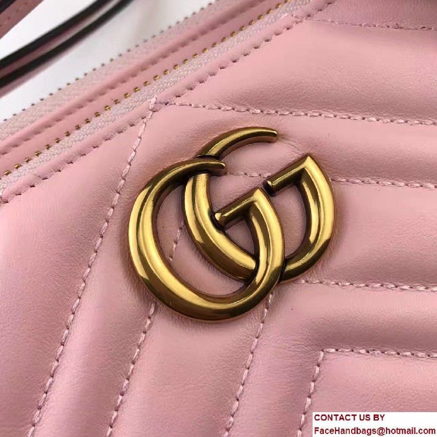 Gucci GG Marmont Matelasse Chevron Shoulder Bag With Pouch 453878 Pink 2017