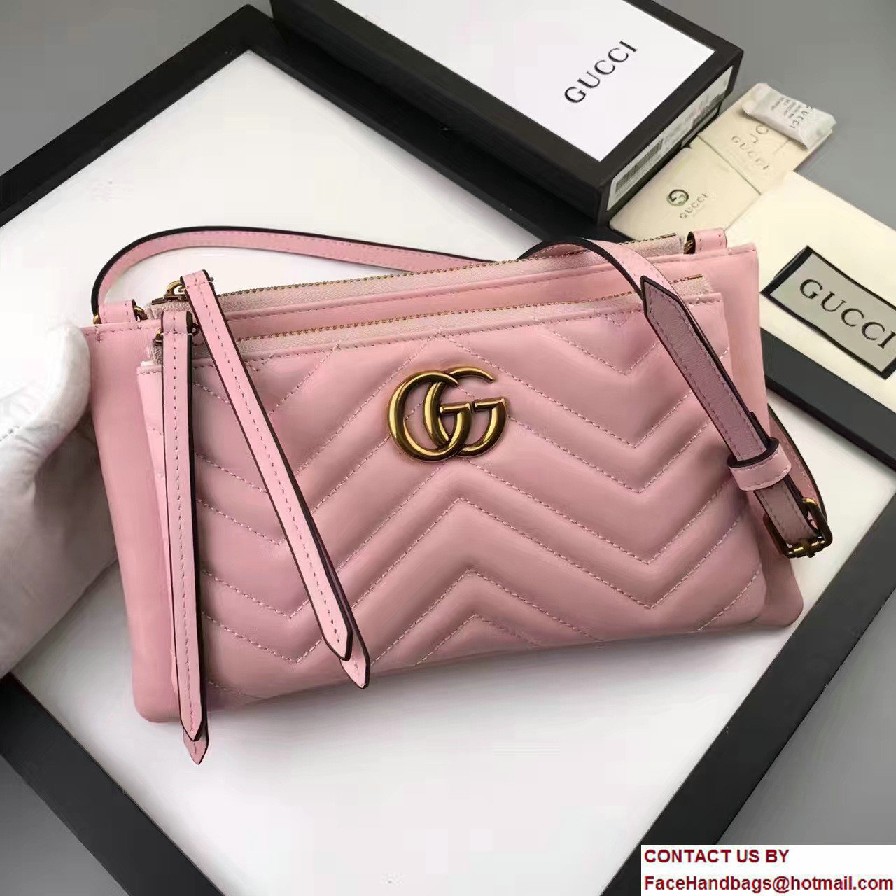 Gucci GG Marmont Matelasse Chevron Shoulder Bag With Pouch 453878 Pink 2017