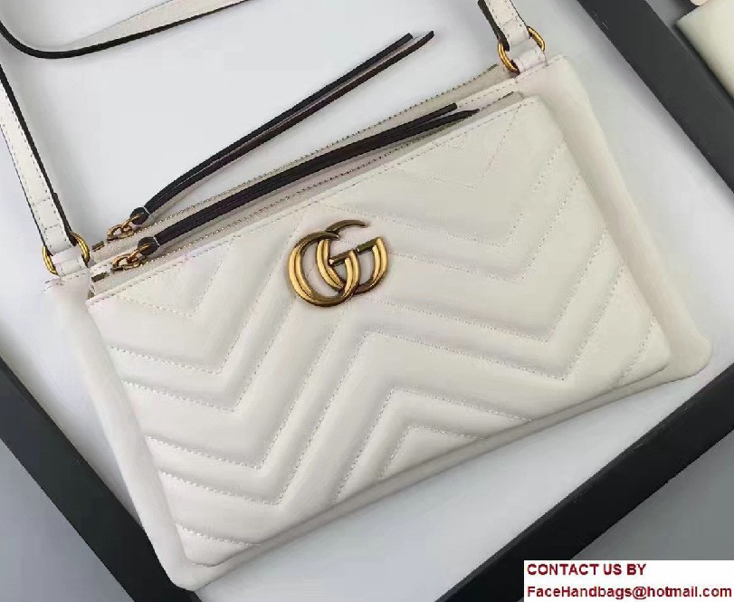 Gucci GG Marmont Matelasse Chevron Shoulder Bag With Pouch 453878 White 2017 - Click Image to Close