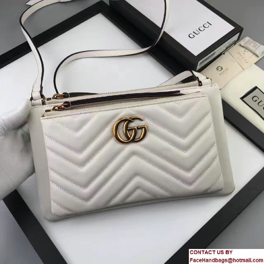 Gucci GG Marmont Matelasse Chevron Shoulder Bag With Pouch 453878 White 2017