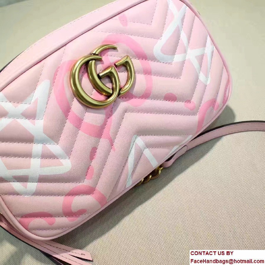 Gucci GG Marmont Matelasse Chevron Shoulder Small Bag 447632 Guccighost Pink 2016