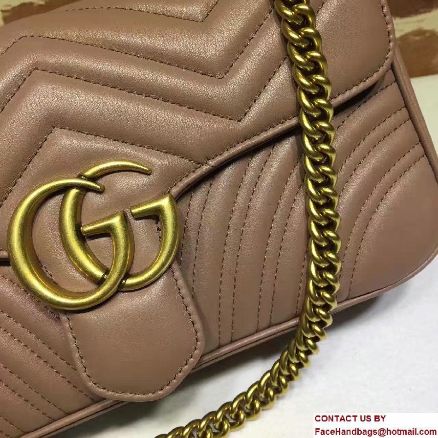 Gucci GG Marmont Matelasse Chevron Small Chain Shoulder Bag 443497 Nude 2016