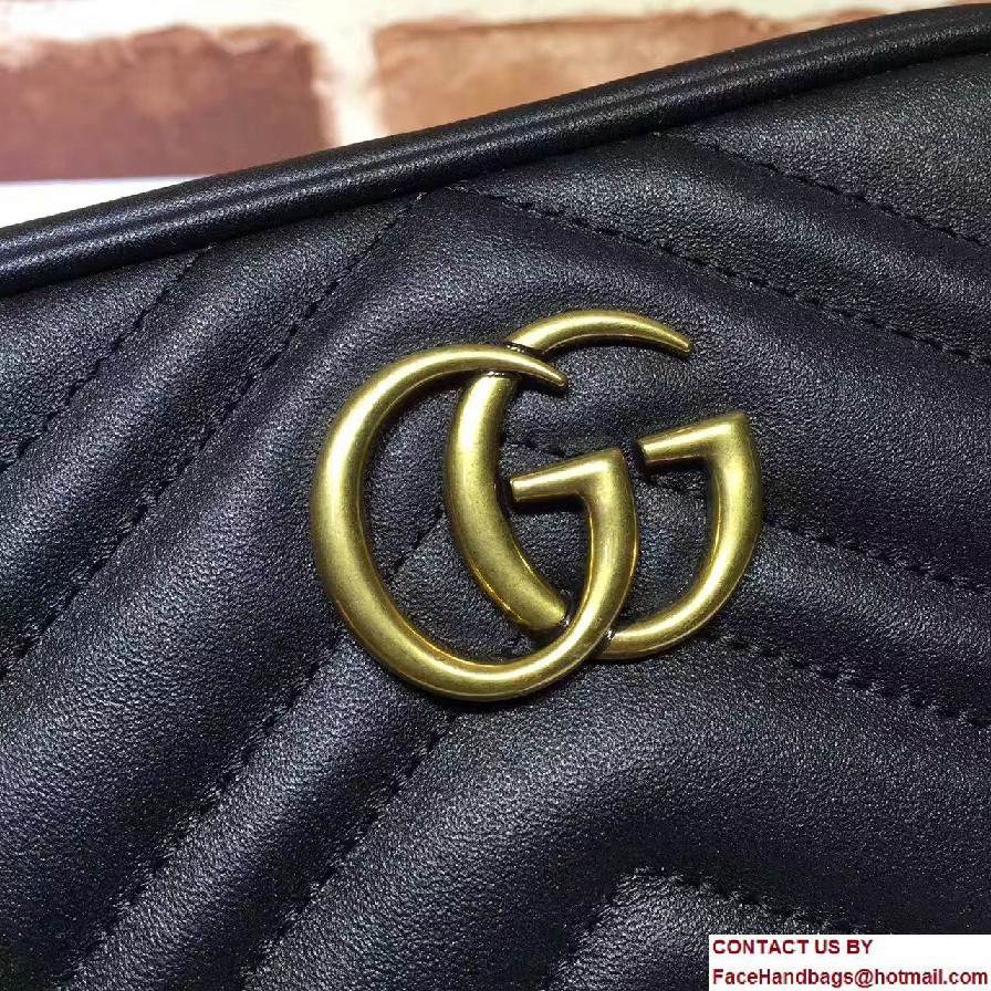 Gucci GG Marmont Matelasse Chevron Wrist Wallet 443438 Black 2016