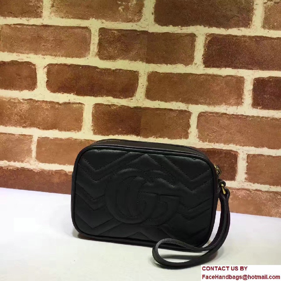 Gucci GG Marmont Matelasse Chevron Wrist Wallet 443438 Black 2016