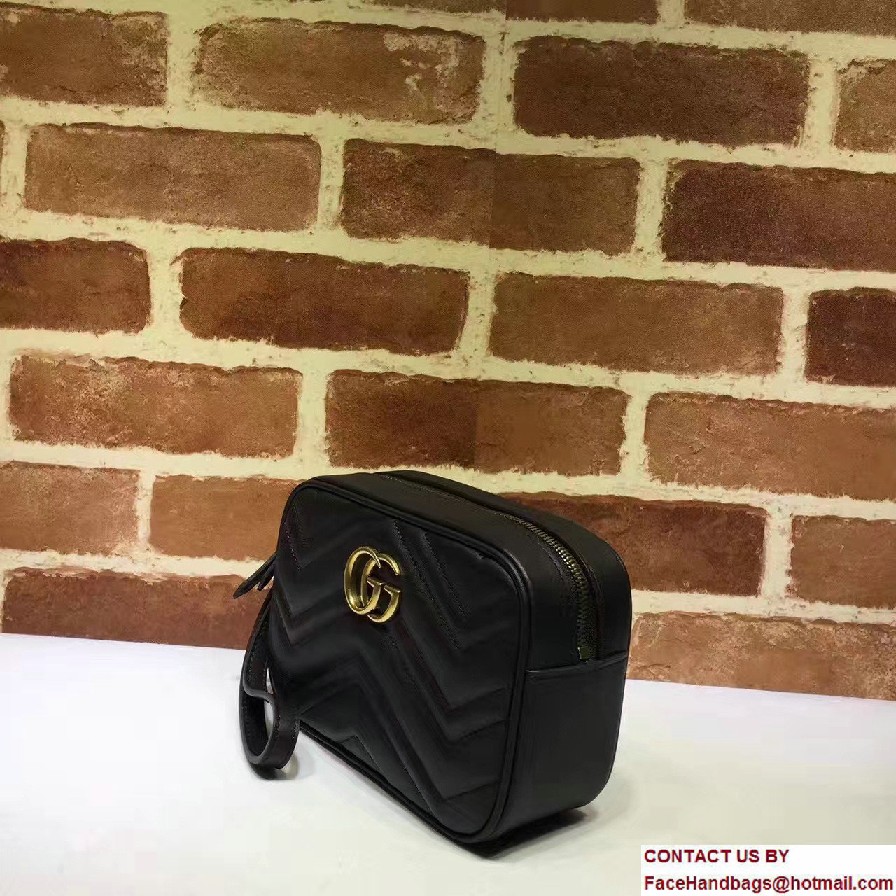 Gucci GG Marmont Matelasse Chevron Wrist Wallet 443438 Black 2016