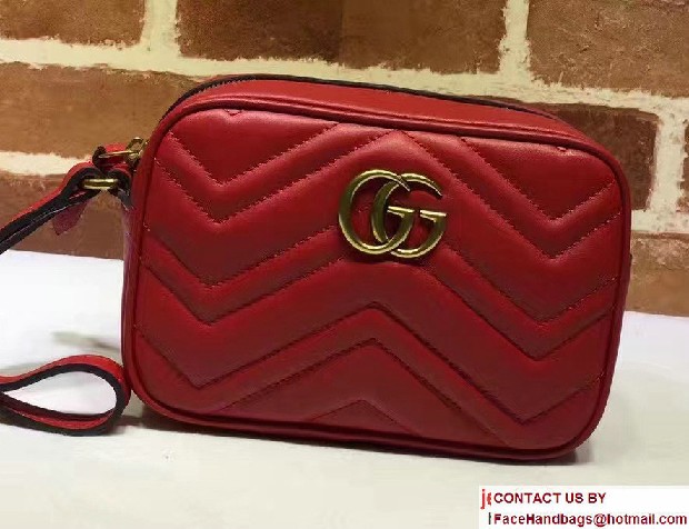 Gucci GG Marmont Matelasse Chevron Wrist Wallet 443438 Red 2016