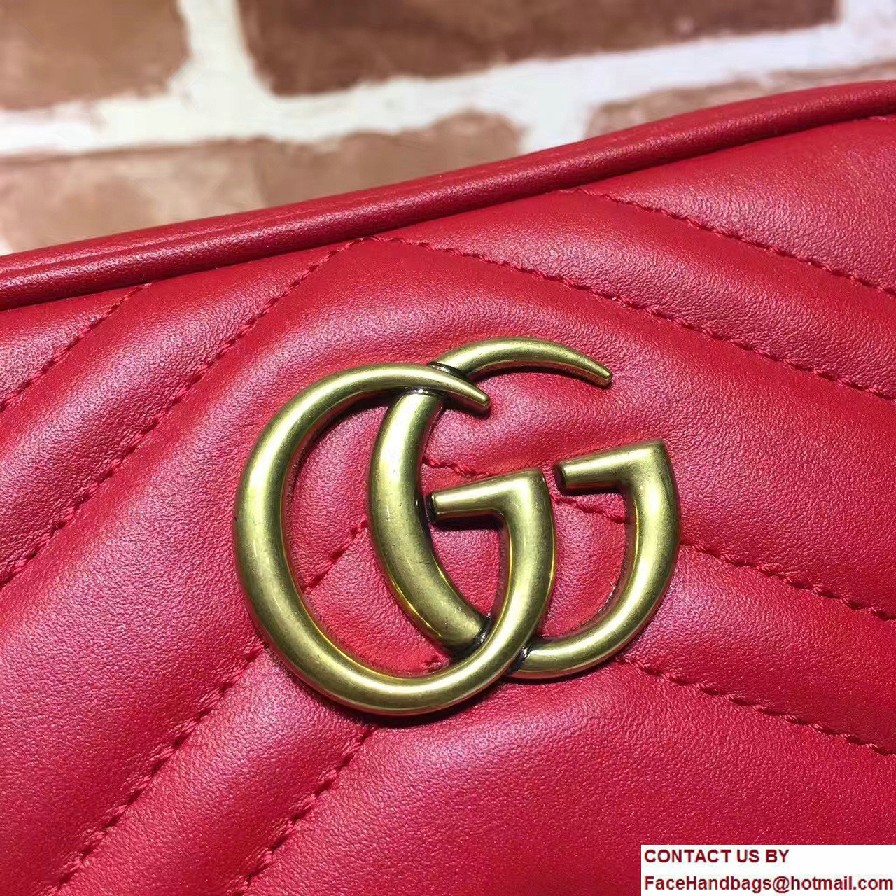 Gucci GG Marmont Matelasse Chevron Wrist Wallet 443438 Red 2016