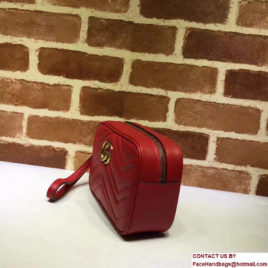 Gucci GG Marmont Matelasse Chevron Wrist Wallet 443438 Red 2016